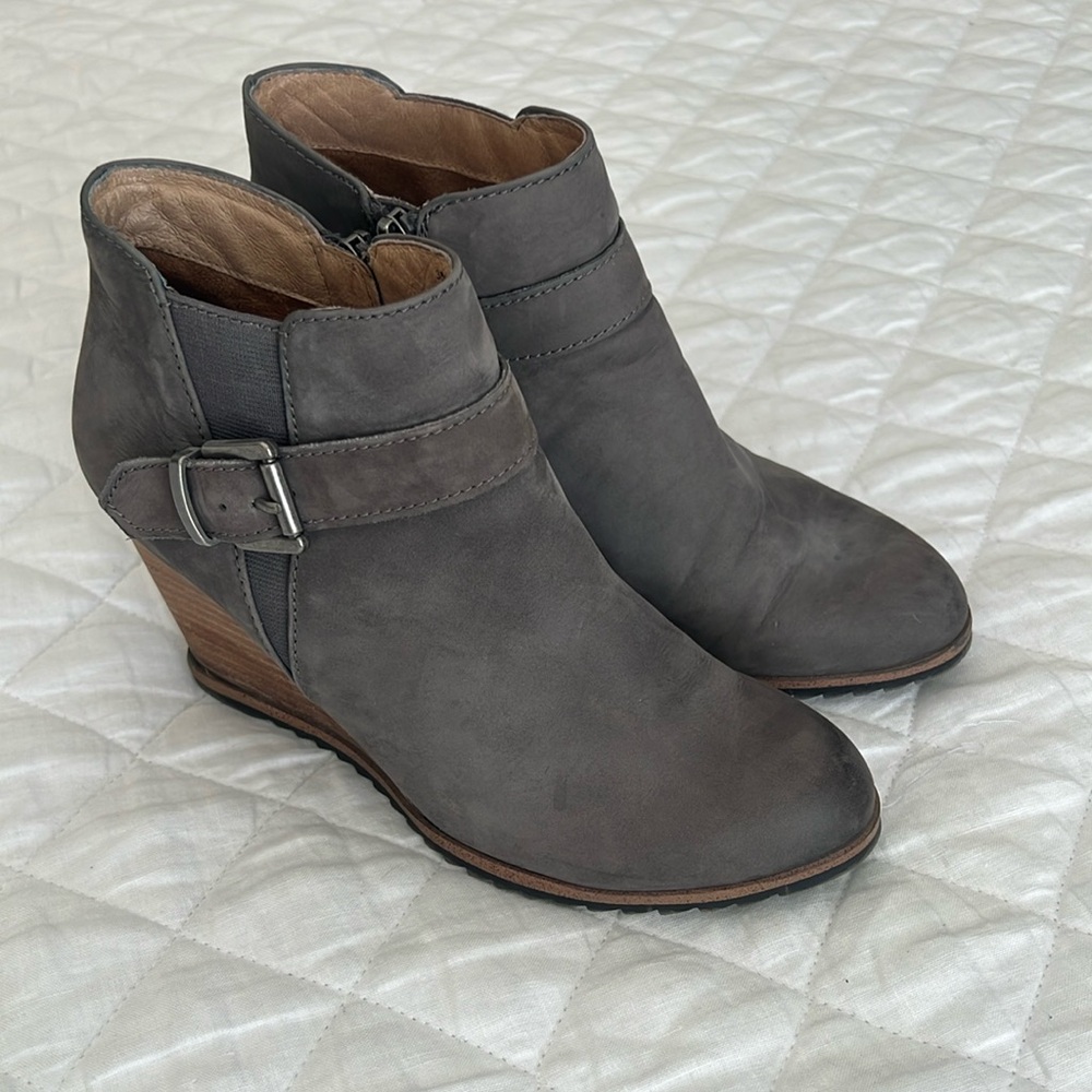 Gray Wedge Ankle Boots
